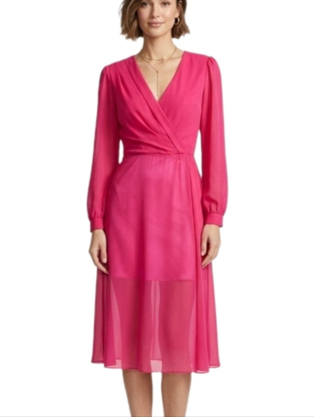 Vincenti Dress Vintage Semi-Sheer Long Sleeve Pink Size 10